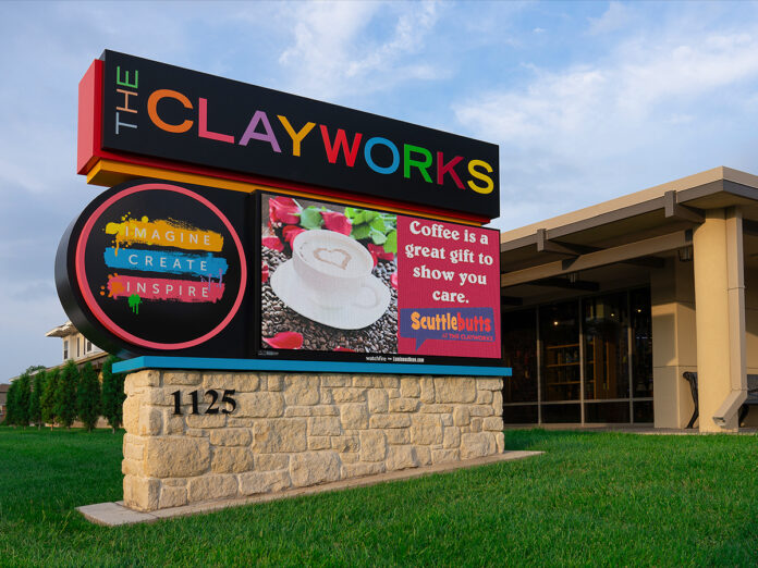 The Clayworks at Disability Supports' new Watchfire sign.